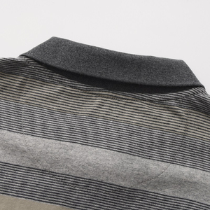 Polo à manches courtes rayé pour homme, en coton tricoté, coupe décontractée, avec poche, design respirant - Product Image 3