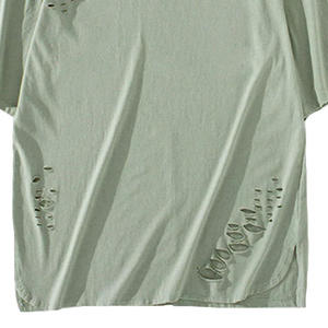 Camiseta de Manga Corta para Hombre, Talla Grande, Color Verde Claro, Cuello Redondo, 100% Algodón Orgánico, Teñido Liso, Antiarrugas, Secado Rápido, Transpirable - Product Image 2