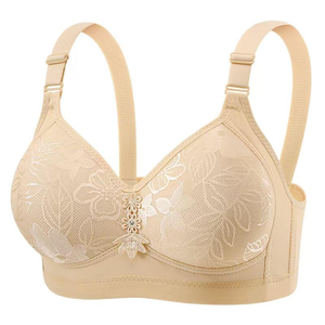 Wire-Free Push-Up <b>Bra</b> Women's 3/4 Cup Breathable Adjustable Straps Elegant Everyday Wear U-Back Rhinestone Pink Knitted - Product Image 5