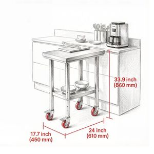 Table de travail en métal élégante à hauteur réglable avec étagère pour cuisine, îlots de cuisine et chariots - Product Image 3