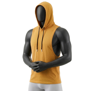 Vestes de sport sans manches à capuche pour hommes, vente en gros, avec capuches de musculation, débardeurs pour hommes - Product Image 2