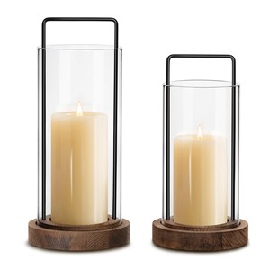 Lanterne artisanale en bois de noyer avec insert en verre - Décoration d'intérieur en gros - Product Image 2