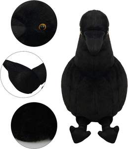 Accesorios de Halloween, Decoración para el Hogar, Peluche de Pájaro Negro, Juguete de Peluche de Cuervo Realista - Product Image 3