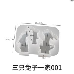 Dog Family Easter Three Rabbit Candles Gypsum Epoxy Resin Candle <b>Silicone</b> Mold - Product Image 5