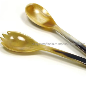 Juego de Cucharas Hechas a Mano con Cuerno de Búfalo Natural, Diseño Clásico Ecológico, Mango Corto, Decoración Única para el Hogar de Estilo Indio - Product Image 2