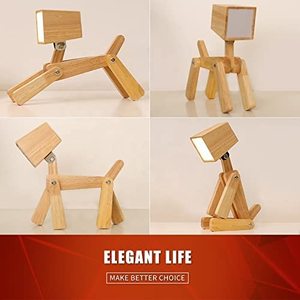 Wooden <b>Rechargeable</b> <b>Led</b> Desk Lamp Touch Control Battery Powered 2700K Warm White <b>Light</b> Minimalist Design Square Shade - Product Image 3
