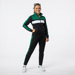 Custom Women Cheerleading Training Tracksuit Athletic Sports <b>Jacket</b> and Pants Set Breathable Performance Wear for Team Practice - Product Image 2
