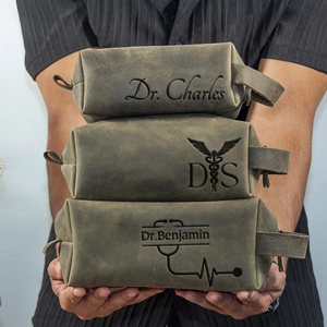 Bolsa de Aseo de Cuero Genuino Personalizada con Logotipo, Bolsa de Viaje Colgante para Hombre, Organizador de Artículos de Aseo, Estilo Vintage, LNTB-0036C - Product Image 1
