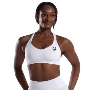 Soutien-gorge de sport dos nageur blanc brillant pour femme – Performance, souplesse et confort pour la gym, le yoga et les activités sportives - Product Image 1