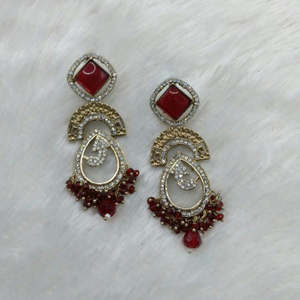 ต่างหูห้อยประดับด้วยหินและลูกปัดออสเตรเลียชุบทองสุดหรู-10574441GR - Product Image 4