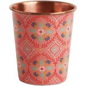 Colorful Copper Tumbler Floral <b>Enamel</b> Printed Drinking <b>Cup</b> Handmade Indian Metal Drinkware Traditional Tableware Gift Home Use - Product Image 2