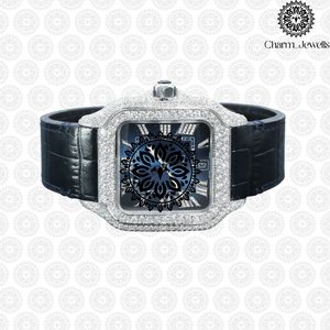 Montre de luxe Charm Jewells en acier inoxydable, boîtier de 40 mm, mouvement mécanique analogique, date automatique, mode vintage pour homme, accents de diamants - Product Image 1