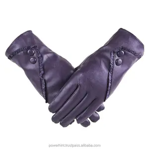 女式冬季连指手套保暖手套女式官特女式欧式Gants女式触摸屏聚氨酯皮手套