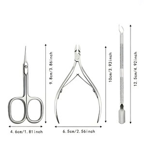 Professional Stainless Steel Cuticle Care <b>Kit</b> with Cuticle Nipper Scissors and Double End <b>Nail</b> Cuticle Pusher - Product Image 1