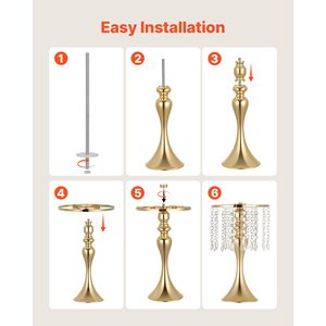 20 Pezzi Vasi per Fiori da Matrimonio Facili da Installare, Alti 13,4 Pollici, Centrotavola in Cristallo per Banchetti, Grandi Dimensioni con Finitura Elettroplaccata - Product Image 6