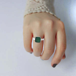 Brilliant Cushion Cut Natural Green Onyx Gemstone Boho <b>Ring</b> In 925 Sterling <b>Silver</b> Beautiful Everyday Wear Gift For <b>Men</b> & Women - Product Image 3