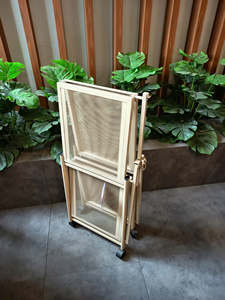 Chariot roulant moderne en alliage métallique à 2 niveaux avec roues, table pliante en maille pour salon, table d'appoint au design minimaliste - Product Image 5