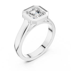 Anillo de Compromiso y Boda para Hombre con Diamante Cultivado en Laboratorio de Corte Asscher de 2 Quilates, Engaste en Bisel de Oro Sólido de 10K - Product Image 5