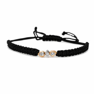 Pulsera de Macramé Azul Marino en Oro de 14K con Baño de Rodio, Diseño Clásico de Tres Piedras, Diamantes CVD Cultivados en Laboratorio, Cordón Tejido Ajustable - Product Image 5