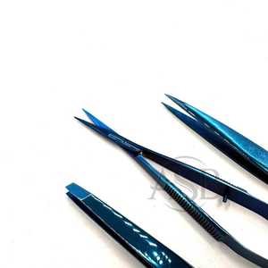 Pinzas Profesionales para Cejas de Plasma Azul con Logotipo Personalizado, Ecológicas, de Acero Inoxidable, con Puntas Inclinadas y Afiladas, Tipo Tijera con Resorte - Product Image 2