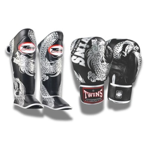 Twins Muay Thai Dragon Boxing <b>Gloves</b> Shin Guard Set Premium Leather Moisture Wicking Breathable Lightweight Adjustable Hook Loop - Product Image 1