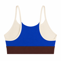 Soutien-gorge de sport OEM/ODM en gros pour femmes, 78 % nylon, 22 % élasthanne, 220 g/m², color block, maintien léger, bretelles spaghetti, doux, pour la gym