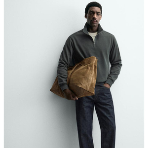 OEM Men's Women's Half Zip Sweatshirt Oversized <b>Mock</b> <b>Neck</b> Plain Cotton Casual Streetwear <b>Top</b> - Product Image 4