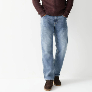 Fabricants sur mesure de jeans droits en coton pour hommes, avec logo de marque personnalisé, motif uni, taille haute, délavés, pour usage décontracté, vente en gros - Product Image 4