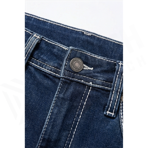 Pantalones Vaqueros Cargo de Mezclilla para Hombre, Corte Slim Fit, Lavado Oscuro, Algodón de Peso Medio, Estilo Casual Otoñal - Product Image 4
