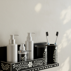 ชั้นวางของติดผนังลายกระดูกสีดำ ดีไซน์ทันสมัย ชั้นวางของในห้องน้ำลายกระดูกสีดำทันสมัย - Product Image 3