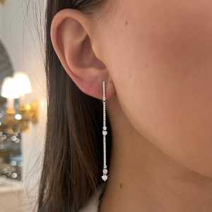 Pendientes de Diamante Cultivado Redondo con Cierre a Presión, Diseño de Barra Colgante, Joyería de Lujo Solitaria, Oro Sólido de 14K y 18K, Fabricación Artesanal - Product Image 2