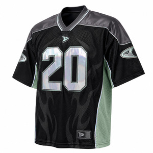 Camiseta de Fútbol Americano Negra Personalizada para Hombre, Número 20, Sublimada, de Malla, Cuello en V, Manga Corta, Transpirable, Ropa Deportiva - Product Image 3