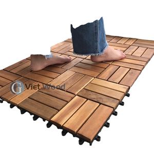 Azulejos de cubierta de PVC entrelazados impermeables de madera dura Natural 100% modernos, madera de acacia de 6 listones para uso en interiores y exteriores, cubiertas lisas - Product Image 6