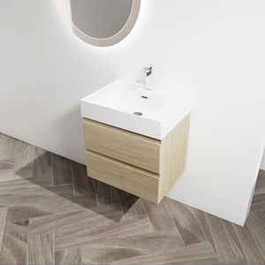 24-Inch Wall Mounted <b>Bathroom</b> <b>Vanity</b> with Resin Sink & 2 Soft Close Drawers Easy KD Package - Product Image 3