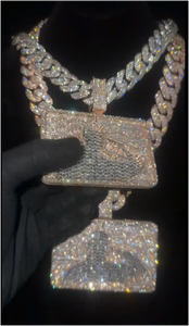 Colgante de plata S925 estilo hip hop con letras personalizadas, diamantes baguette y moissanita, para hombres y mujeres. - Product Image 2