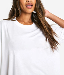 T-shirt long ample blanc pour femme, col rond, épaules tombantes, imprimé lettres flamboyantes, décontracté - Product Image 6