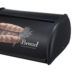 Contenedor de Pan Negro con Tapa Abatible Hermética, Recipiente para Almacenamiento de Alimentos en la Cocina, Conservación de Frescura, Minimalista - Product Image 4