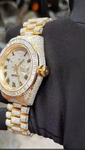 Montre en or plaqué diamant pour homme avec fonction chronographe, idéale pour les événements formels, disponible à la vente, directement de l'usine. - Product Image 3