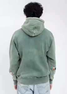 Sweat à capuche homme personnalisé avec logo, 100 % coton, coupe oversize, imprimé vintage effet délavé, cordon de serrage réglable, pull à capuche pour homme - Product Image 2