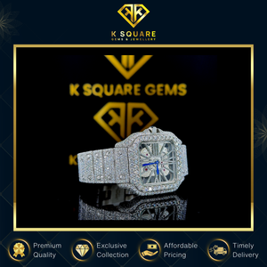 Montre de haute qualité avec mouvement à quartz, résistante à l'eau, VVS, unisexe, en acier inoxydable, verre saphir, bracelet en diamant moissanite - Product Image 3