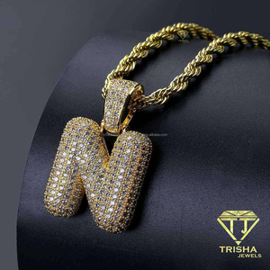 Collier Pendentif Personnalisé Plaqué Or Lettre « N » Bijoux Hip Hop Mode en Gros - Product Image 1
