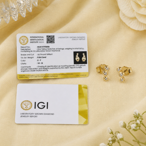 Boucles d'oreilles en or massif 14 carats avec diamant de laboratoire certifié IGI, taille brillant rond, pour femme, fabrication sur mesure, vente en gros - Product Image 6