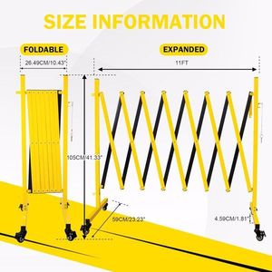 Barriera Stradale Espandibile in Metallo da 3,35 m con Ruote Retrattili e Sicurezza per Esterni - Product Image 4