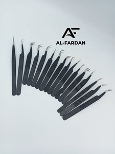 Matte Black Color Eyelash Extension Tweezers Set All Shapes Diamond Grip with Custom Brand Name Volume Lash Fiber Tip Tweezer - Product Image 1