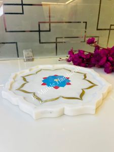 Handmade Marble <b>Decorative</b> <b>Plate</b> Dishwasher Safe Flower Design Shape for Home Kitchen Decoration Party Use Wholesale Available - Product Image 5