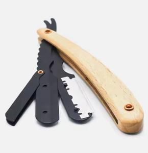 Rasoir de barbier professionnel vintage en acier inoxydable pour la coupe de la barbe, rasoir à lame unique personnalisé avec manche en bois, vente en gros - Product Image 4