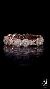 Brazalete de Moissanita Color Oro Rosa con Diseño Infinito X y Eslabones en Forma de Pera, Engastado con Pavé, de Plata de Ley 925, Elegante para Regalo o Fiesta - Product Image 5