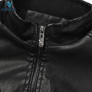 Veste en cuir de motard vintage élégante, doublure intérieure chaude pour l'hiver, coupe ajustée, écologique, légère, veste tendance pour tous les jours - Product Image 3
