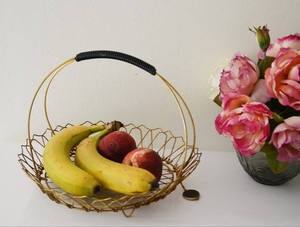 Minimalist Metal Fruit <b>Basket</b> <b>Round</b> <b>Storage</b> Container Kitchen Durable Welded - Product Image 1