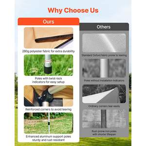 52 Sq.ft Driver <b>Side</b> Vehicle <b>Awning</b> 270 Degree Waterproof UV50+ Carry Bag All-Weather Free-Standing Canopy - Product Image 4